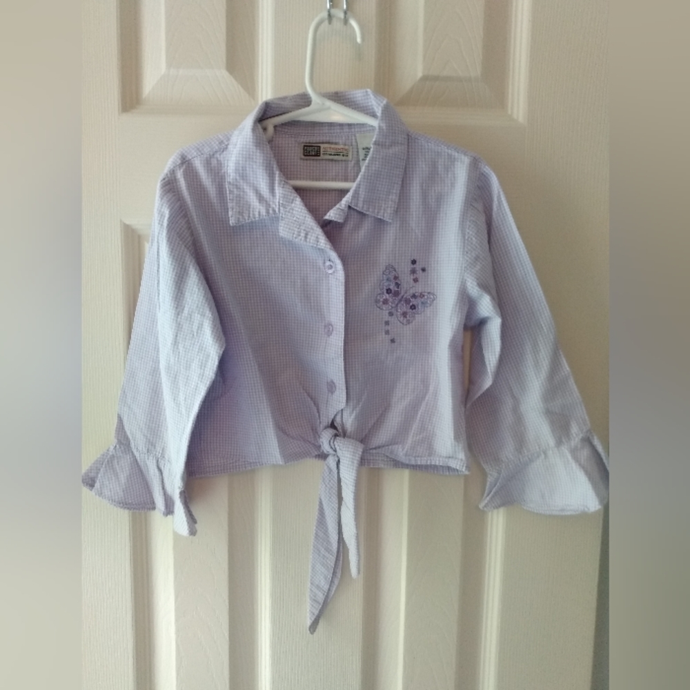 🔷️3-$15🔷️Vintage Faded Glory | Girls Purple Butterfly Top 6/6X